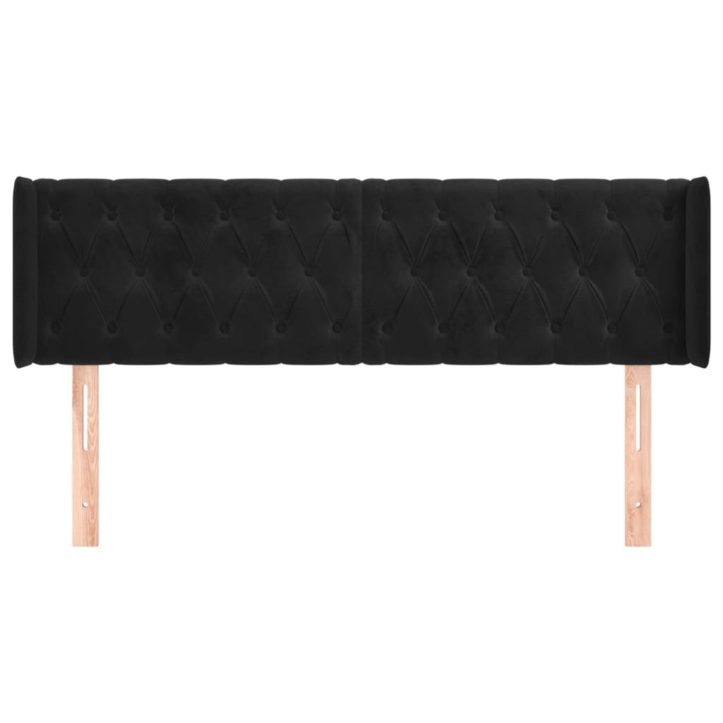 Cabeceira de cama c/ abas tecido 147x16x78/88 cm preto