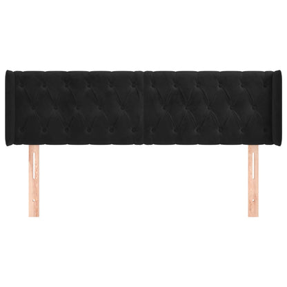 Cabeceira de cama c/ abas tecido 147x16x78/88 cm preto