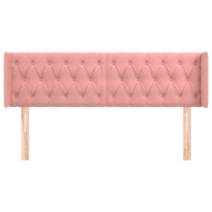 Cabeceira de cama c/ abas veludo 147x16x78/88 cm rosa