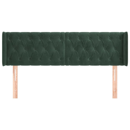 Cabeceira de cama c/ abas veludo 163x16x78/88cm verde-escuro