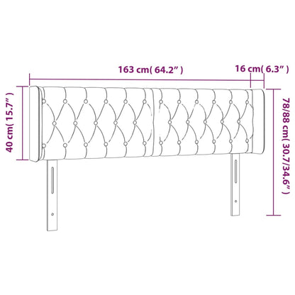 Cabeceira de cama c/ abas veludo 163x16x78/88 cm rosa