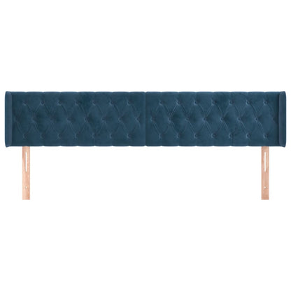 Cabeceira de cama c/ abas tecido 183x16x78/88cm azul-escuro