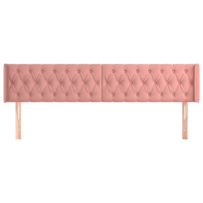 Cabeceira de cama c/ abas veludo 183x16x78/88 cm rosa