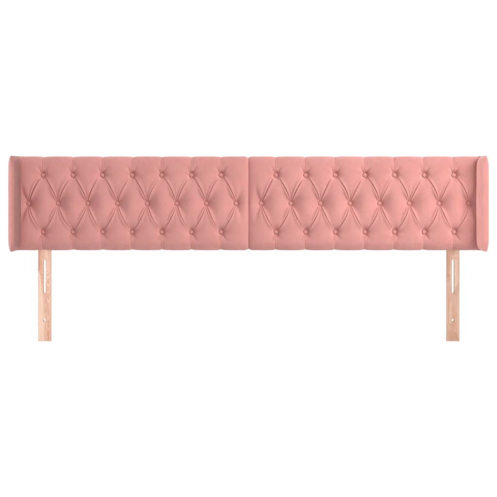 Cabeceira de cama c/ abas veludo 203x16x78/88 cm rosa