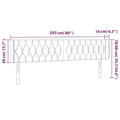 Cabeceira de cama c/ abas veludo 203x16x78/88 cm rosa