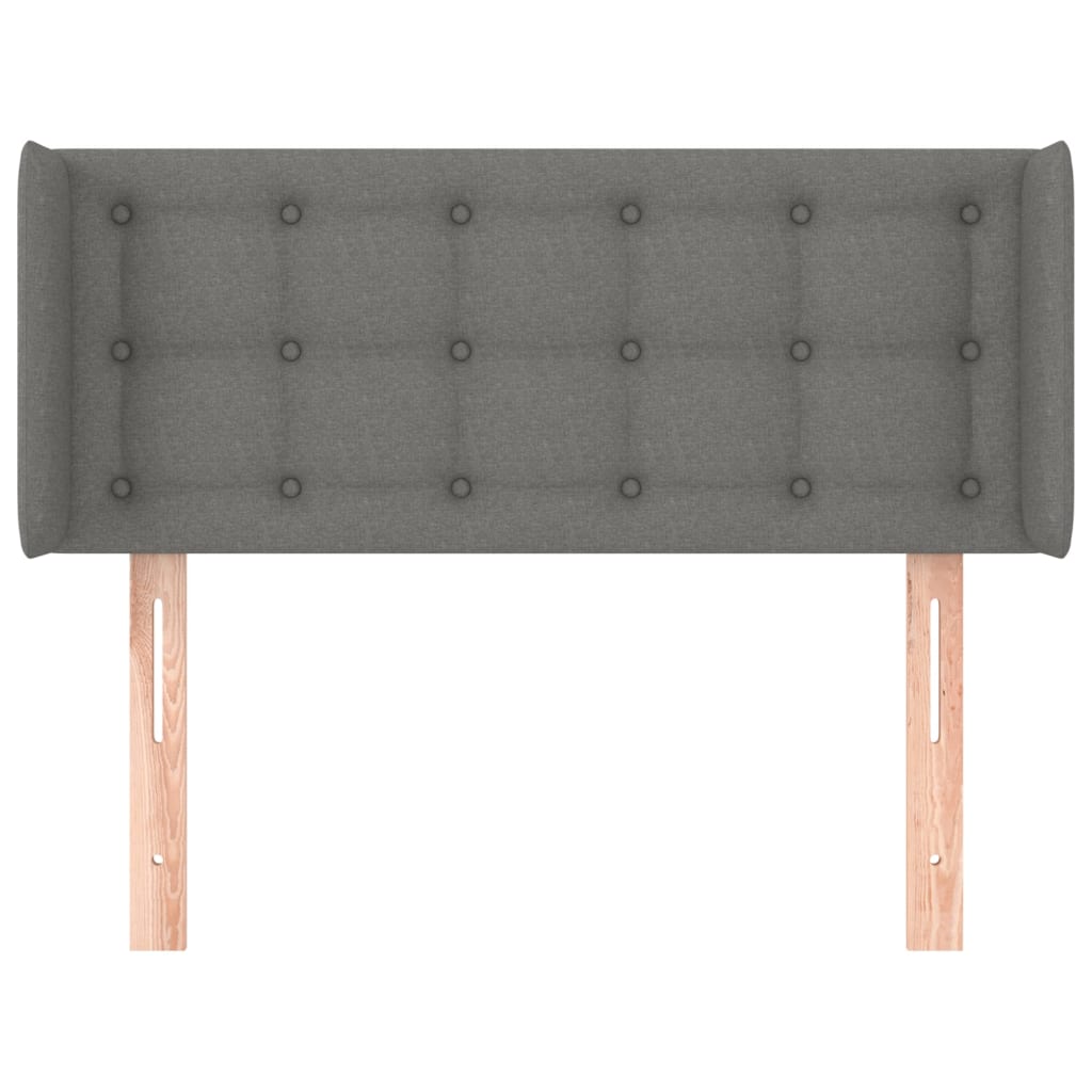 Cabeceira de cama c/ abas tecido 103x16x78/88cm cinzento-escuro