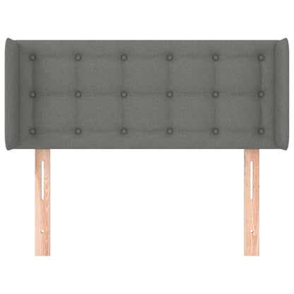 Cabeceira de cama c/ abas tecido 103x16x78/88cm cinzento-escuro