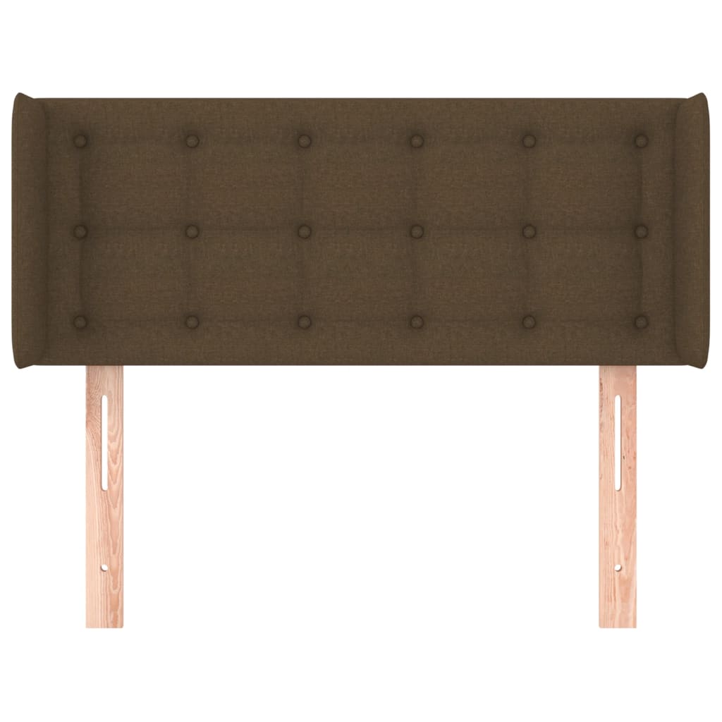 Cabeceira de cama c/ abas tecido 103x16x78/88cm castanho-escuro