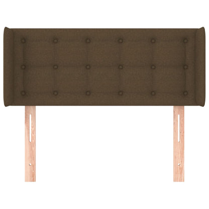 Cabeceira de cama c/ abas tecido 103x16x78/88cm castanho-escuro