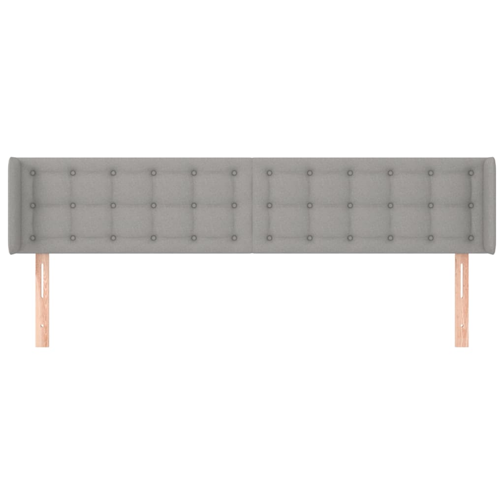 Cabeceira de cama c/ abas tecido 147x16x78/88 cm cinzento-claro