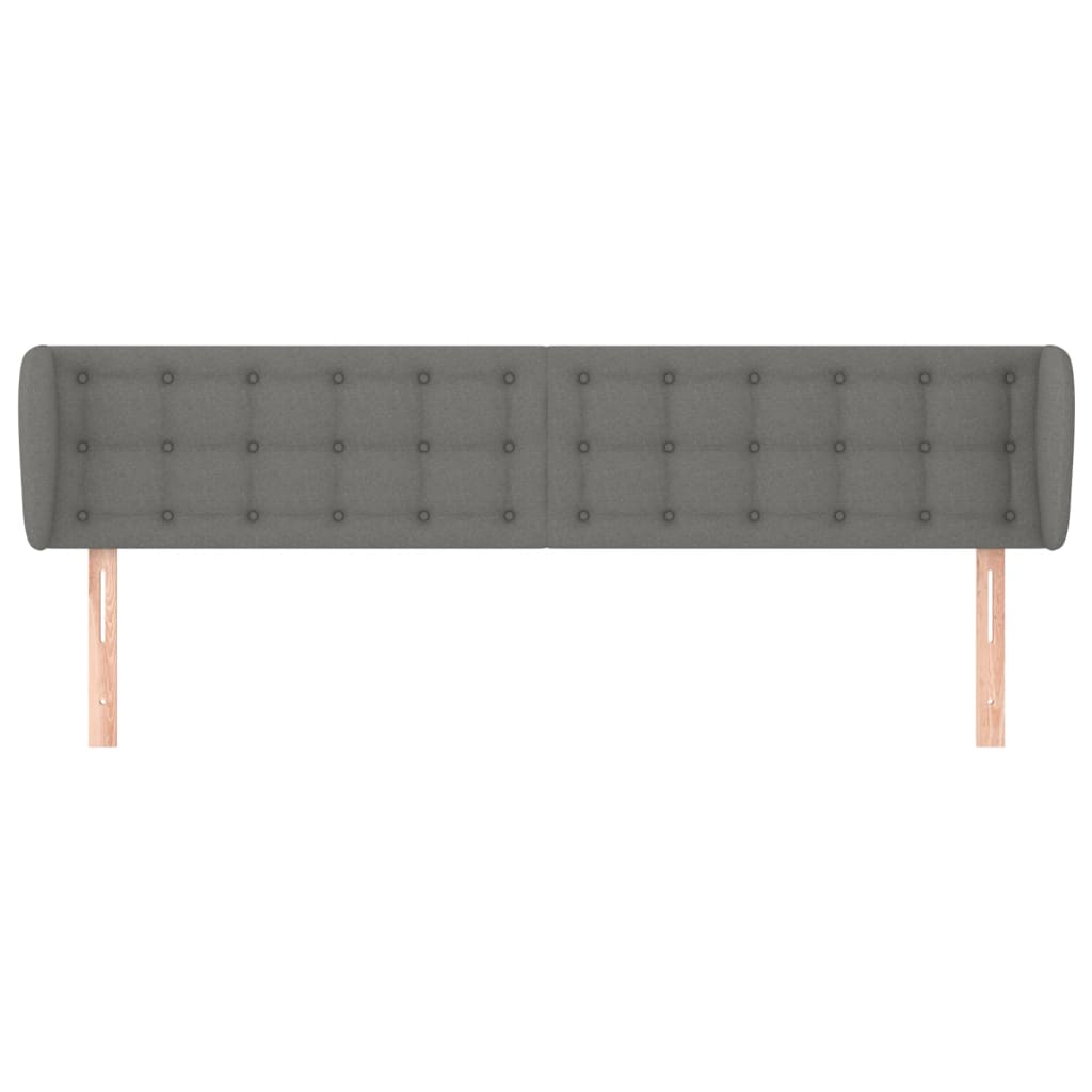 Cabeceira de cama c/ abas tecido 163x16x78/88cm cinzento-escuro