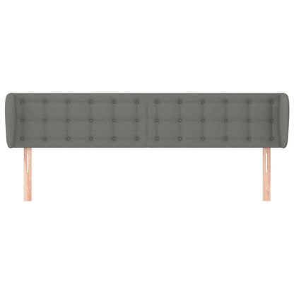 Cabeceira de cama c/ abas tecido 163x16x78/88cm cinzento-escuro