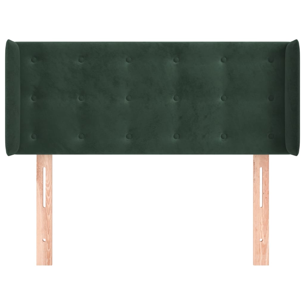 Cabeceira de cama c/ abas veludo 83x16x78/88 cm verde-escuro