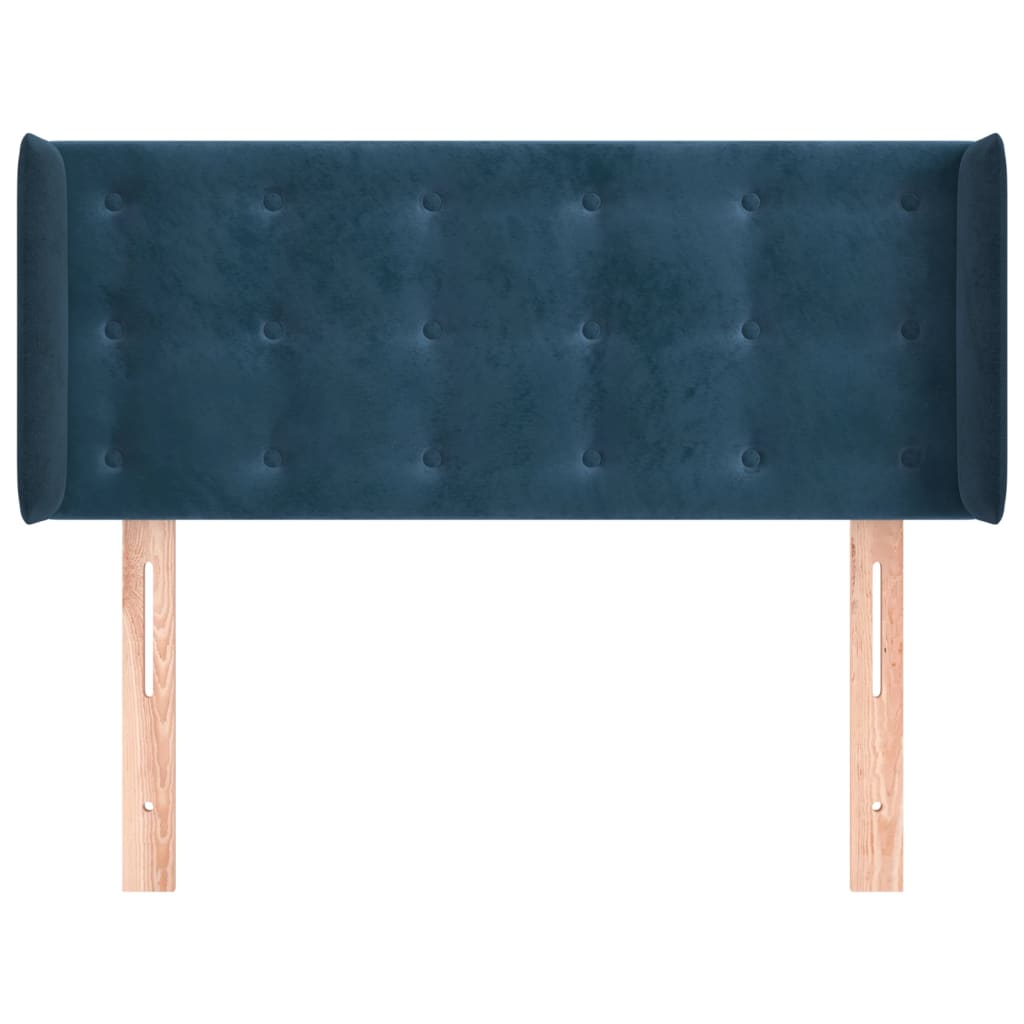 Cabeceira de cama c/ abas veludo 83x16x78/88 cm azul-escuro