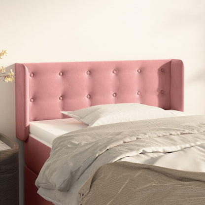 Cabeceira de cama c/ abas veludo 83x16x78/88 cm rosa