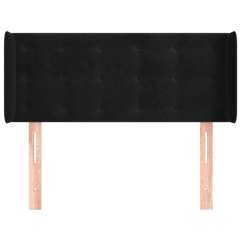 Cabeceira de cama c/ abas veludo 93x16x78/88 cm preto