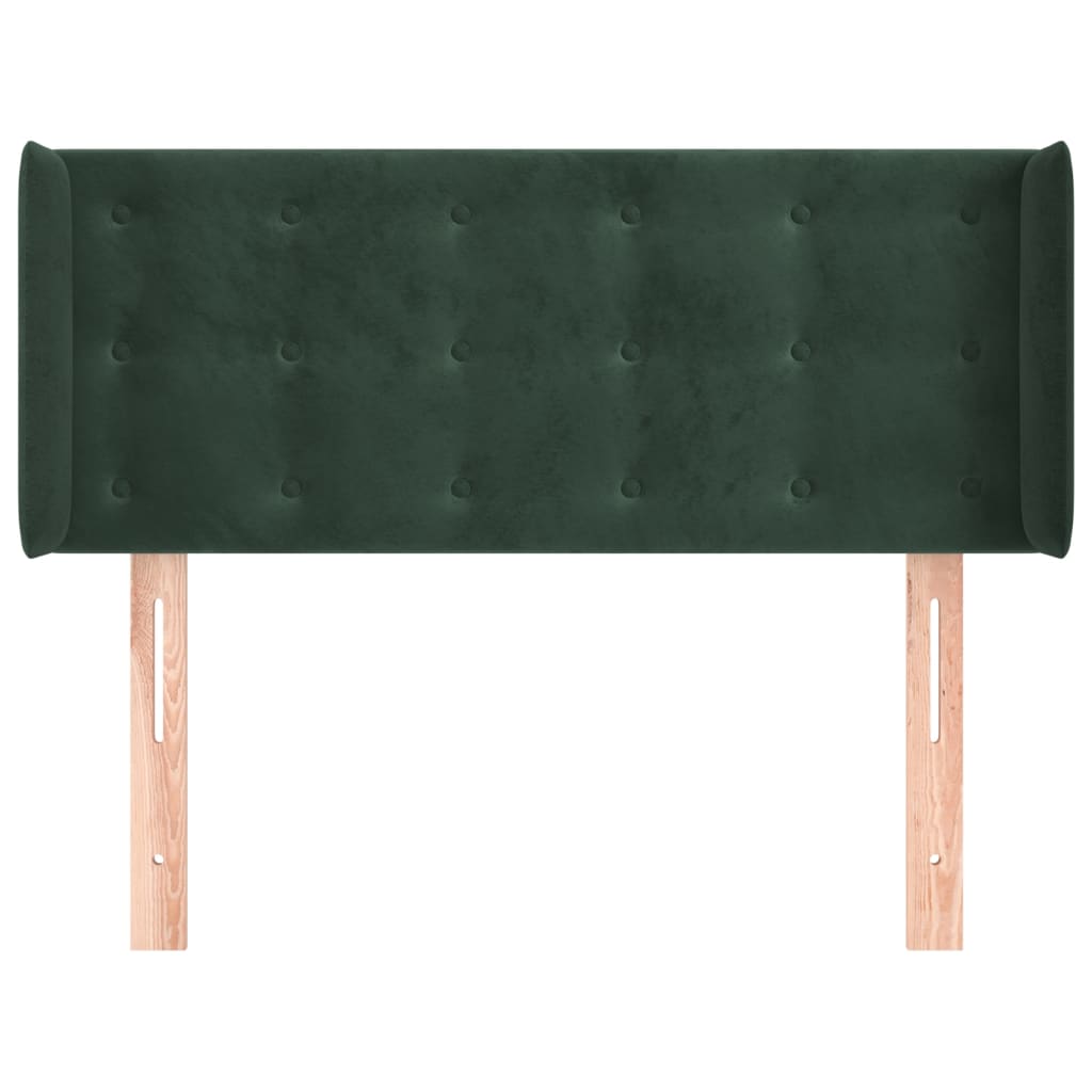 Cabeceira de cama c/ abas veludo 93x16x78/88 cm verde-escuro