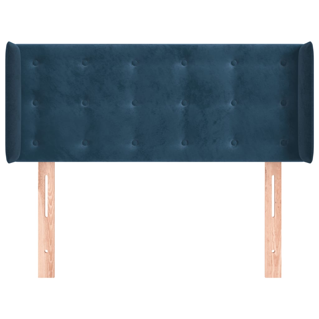 Cabeceira de cama c/ abas veludo 93x16x78/88 cm azul-escuro