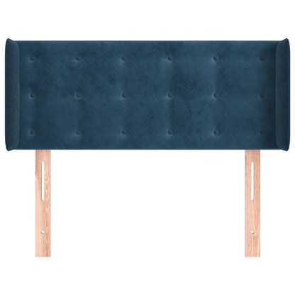 Cabeceira de cama c/ abas veludo 93x16x78/88 cm azul-escuro