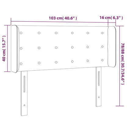 Cabeceira de cama c/ abas veludo 103x16x78/88 cm preto