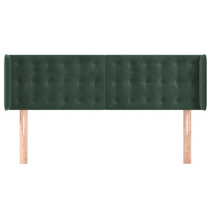 Cabeceira de cama c/ abas tecido 147x16x78/88cm verde-escuro