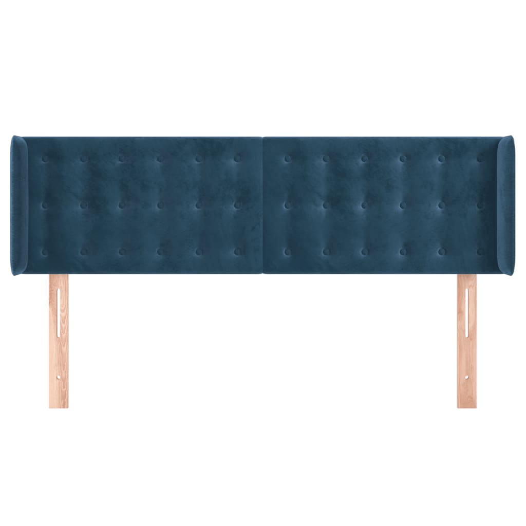 Cabeceira de cama c/ abas tecido 147x16x78/88cm azul-escuro