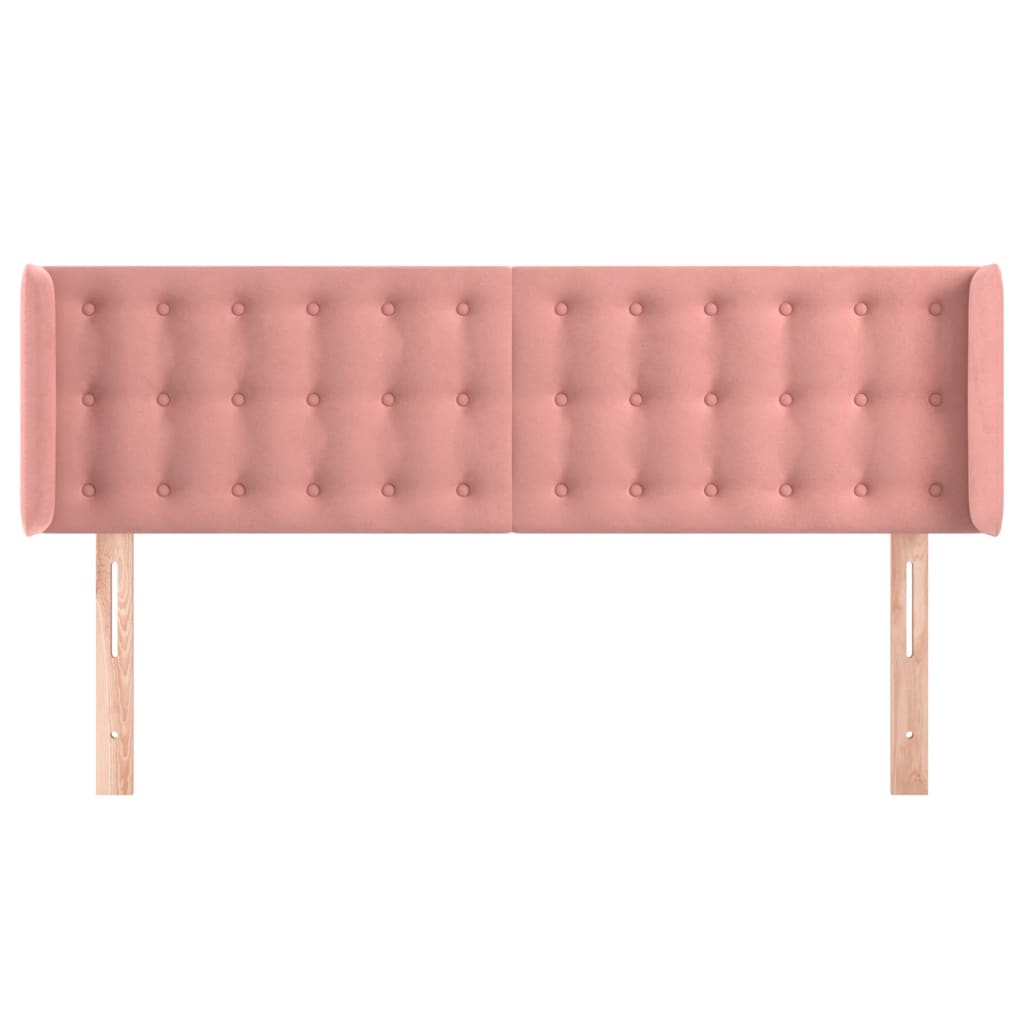 Cabeceira de cama c/ abas veludo 147x16x78/88 cm rosa