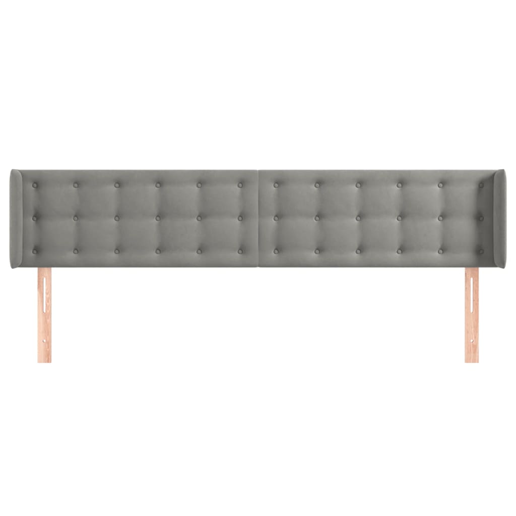 Cabeceira de cama c/ abas veludo 147x16x78/88 cm cinzento-claro