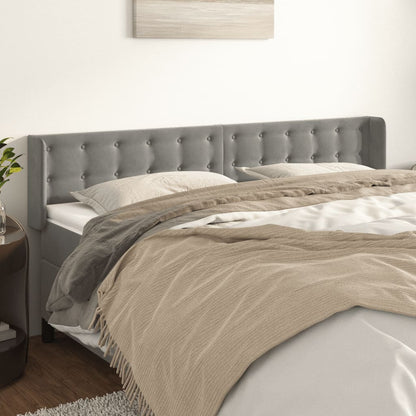 Cabeceira de cama c/ abas veludo 147x16x78/88 cm cinzento-claro