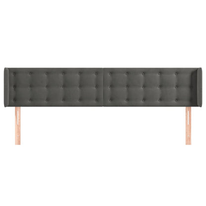 Cabeceira de cama c/ abas veludo 163x16x78/88cm cinzento-escuro