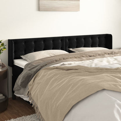 Cabeceira de cama c/ abas veludo 163x16x78/88 cm preto