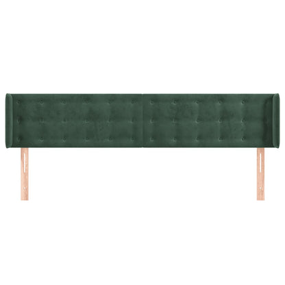 Cabeceira de cama c/ abas veludo 163x16x78/88cm verde-escuro