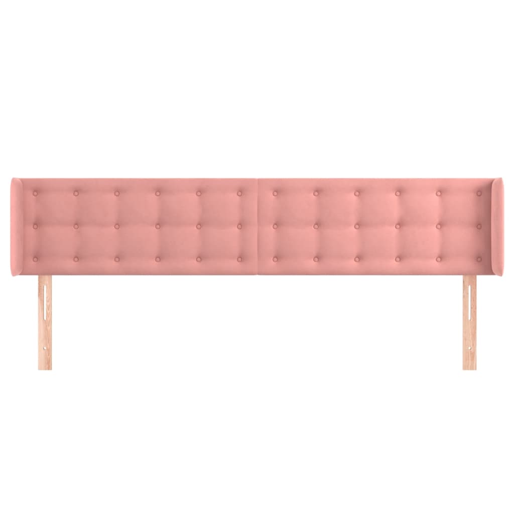 Cabeceira de cama c/ abas veludo 163x16x78/88 cm rosa