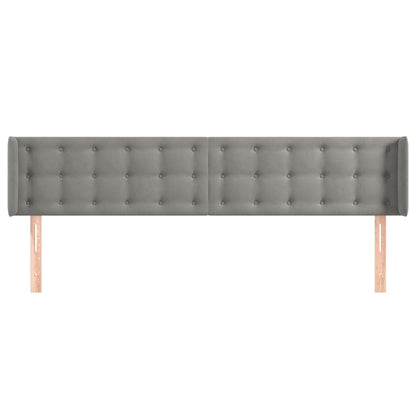 Cabeceira de cama c/ abas veludo 183x16x78/88 cm cinzento-claro