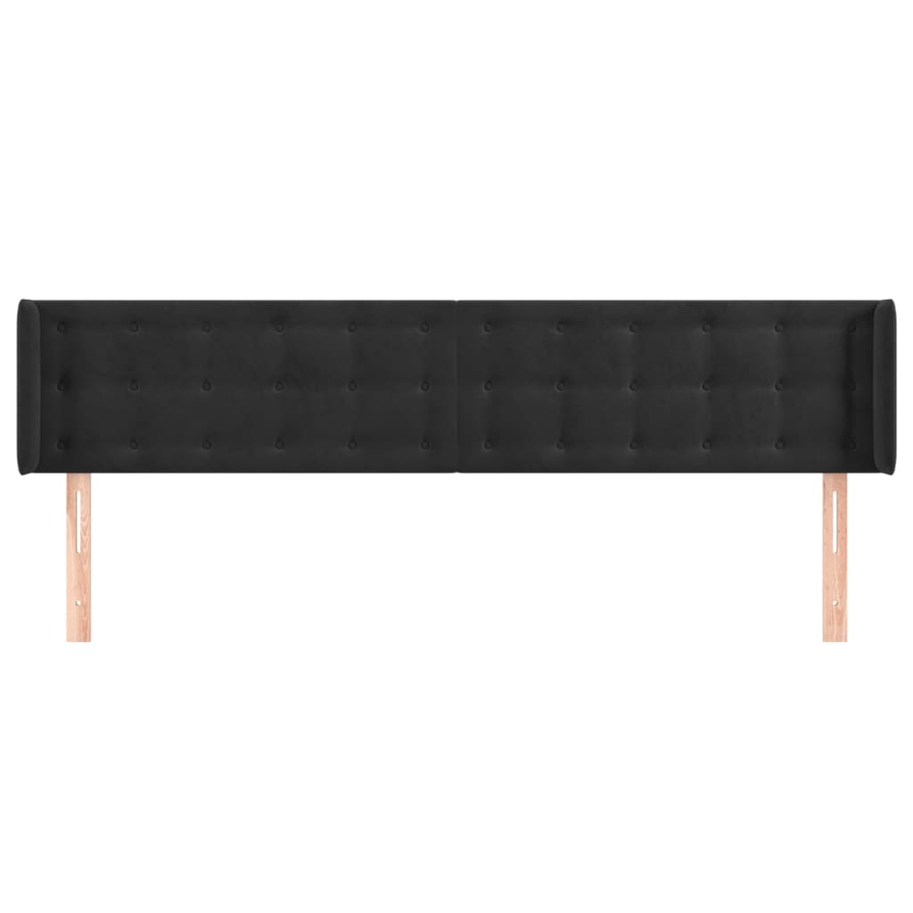 Cabeceira de cama c/ abas veludo 183x16x78/88 cm preto