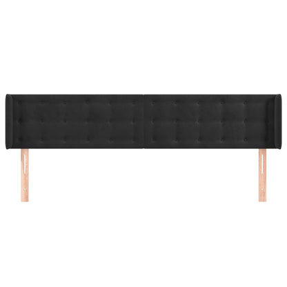 Cabeceira de cama c/ abas veludo 183x16x78/88 cm preto