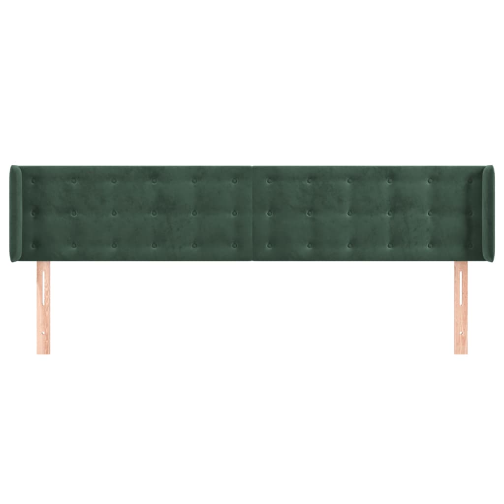 Cabeceira de cama c/ abas veludo 183x16x78/88cm verde-escuro