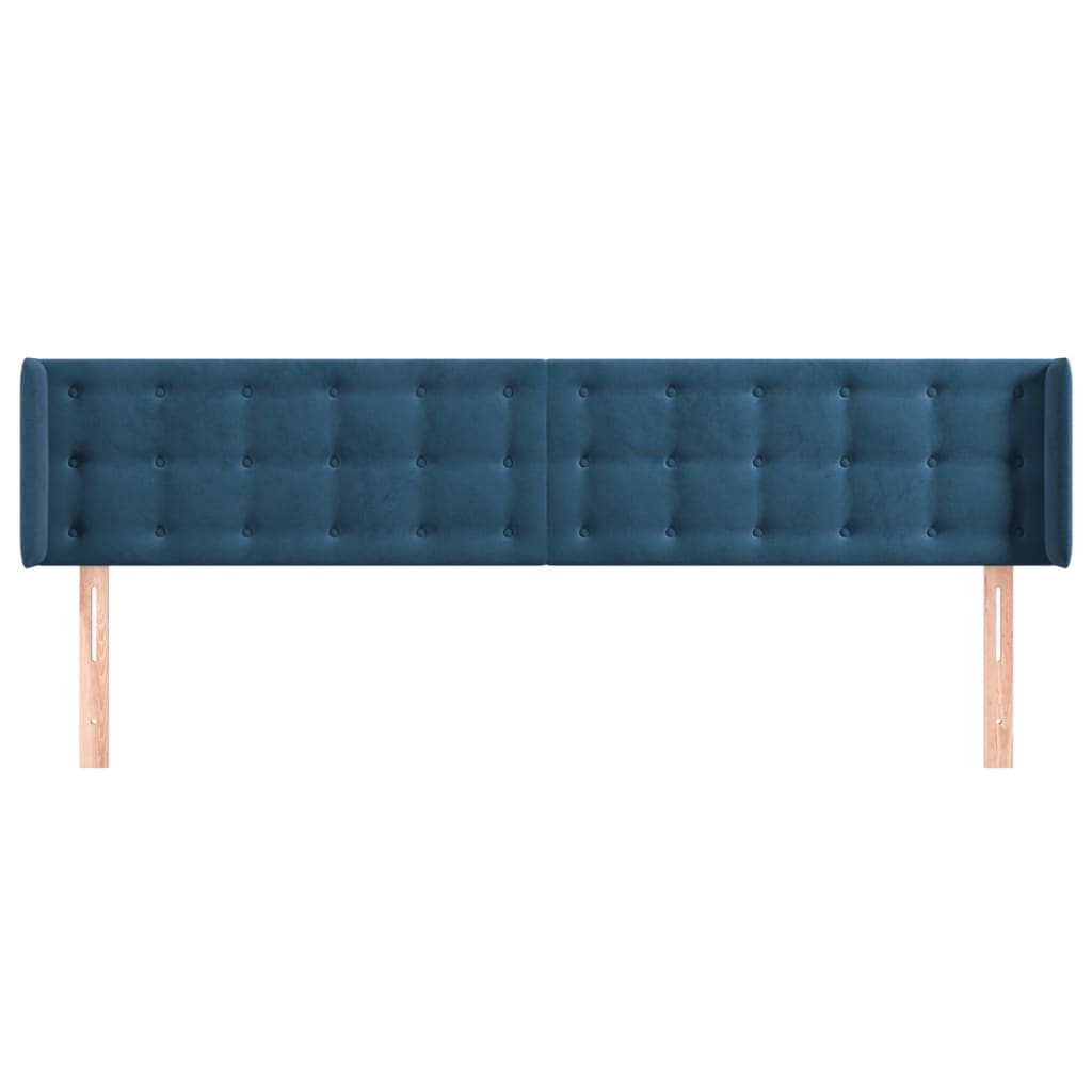 Cabeceira de cama c/ abas tecido 183x16x78/88cm azul-escuro