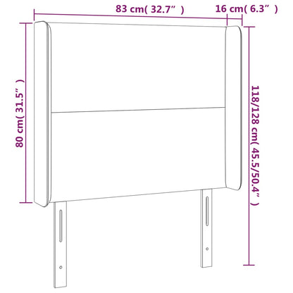 Cabeceira de cama c/ abas tecido 83x16x118/128cm cinzento-claro