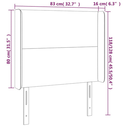 Cabeceira de cama c/ abas tecido 83x16x118/128 cm preto