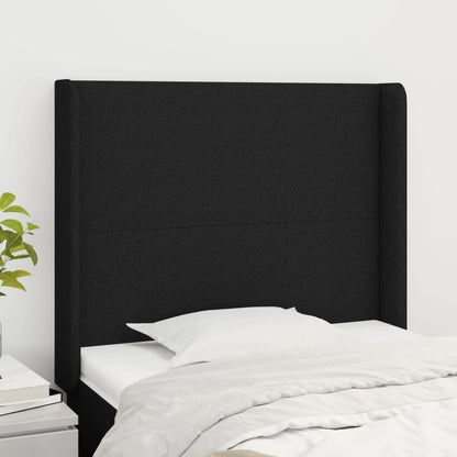 Cabeceira de cama c/ abas tecido 83x16x118/128 cm preto