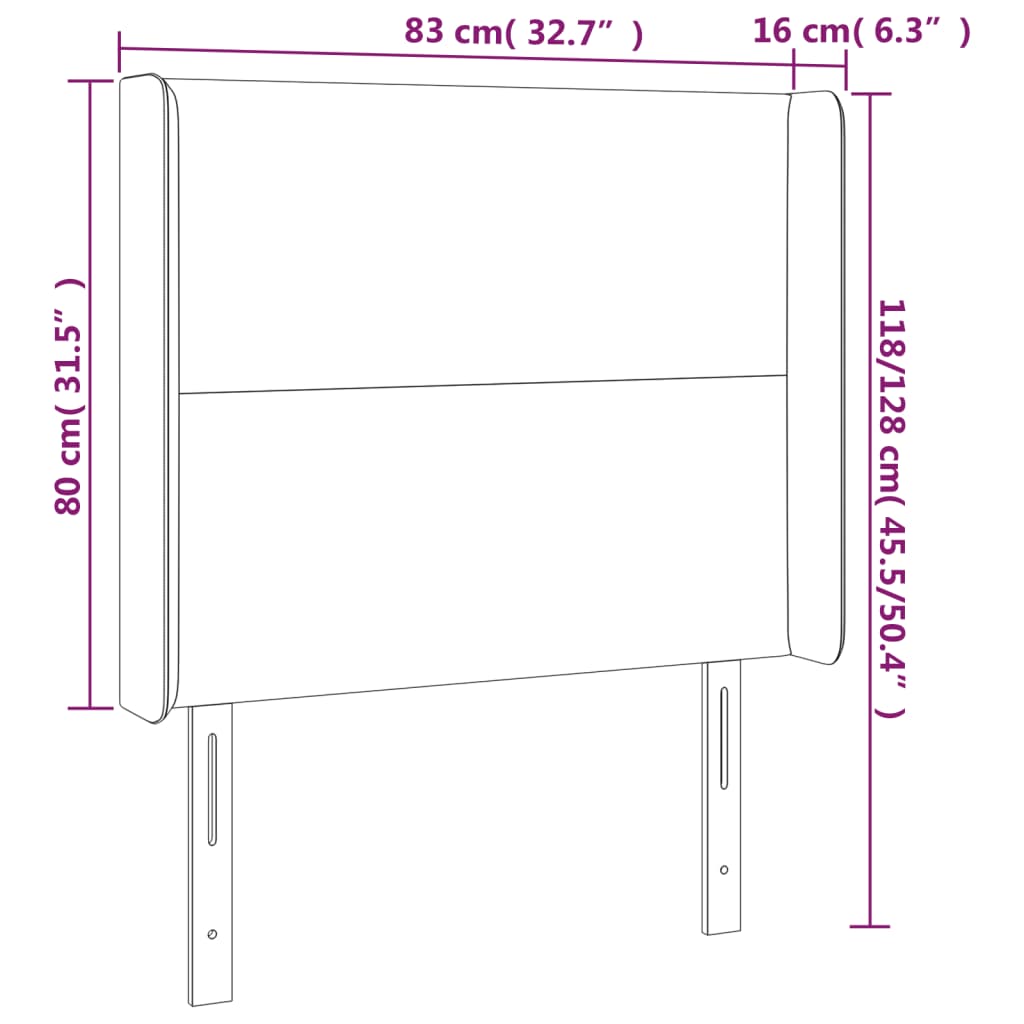 Cabeceira de cama c/ abas tecido 83x16x118/128 cm creme