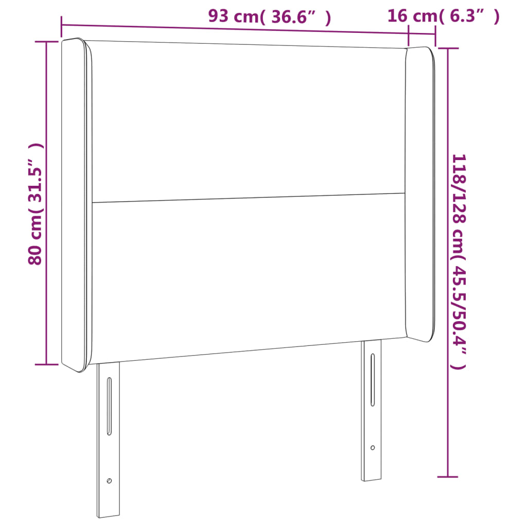 Cabeceira de cama c/ abas tecido 93x16x118/128 cm preto