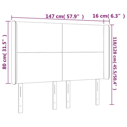 Cabeceira cama c/ abas tecido 147x16x118/128 cm cinzento-claro