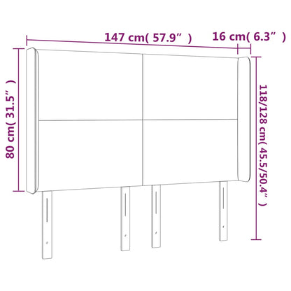 Cabeceira cama c/ abas tecido 147x16x118/128 cm castanho-escuro