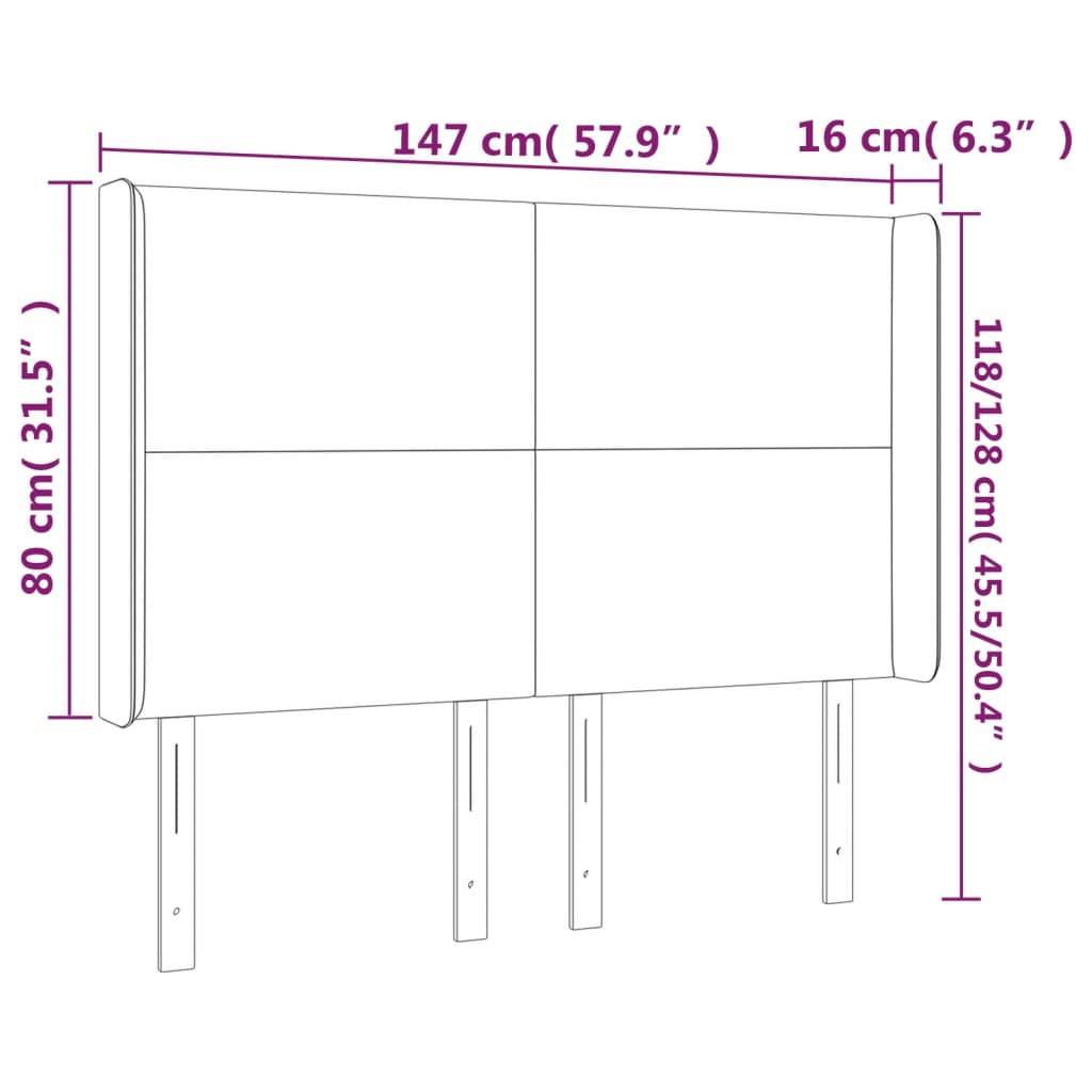 Cabeceira cama abas tecido 147x16x118/128 cm cinza-acastanhado