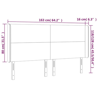 Cabeceira cama abas tecido 163x16x118/128 cm cinza-acastanhado