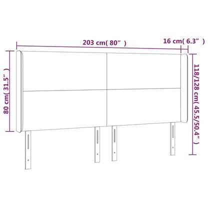 Cabeceira cama c/ abas tecido 203x16x118/128 cm cinzento-escuro