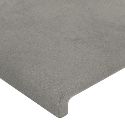 Cabeceira de cama c/ abas veludo 83x16x118/128cm cinzento-claro