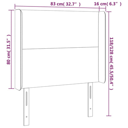 Cabeceira de cama c/ abas veludo 83x16x118/128cm cinzento-claro